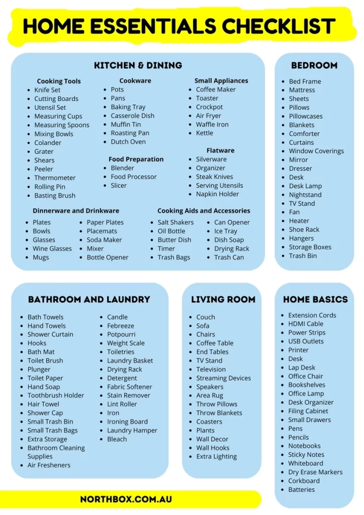 HOME ESSENTIALS CHECKLIST